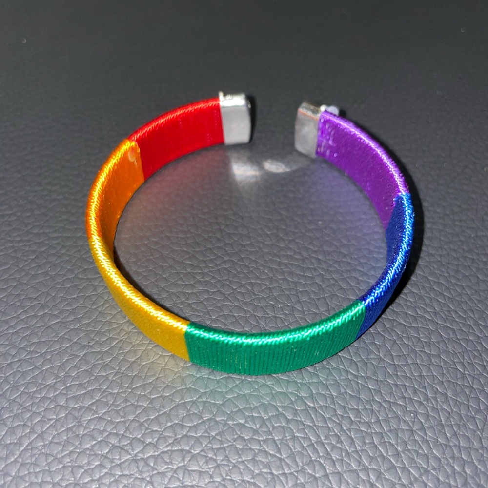 Rainbow/Pride Yarn Bracelet/Cuff